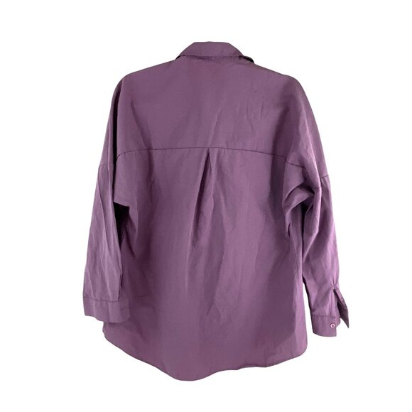 Big Dart Womens Button-Up Long Sleeve Shirt Purple Sz 12 Office Career Corp Core - Picture 3 of 11